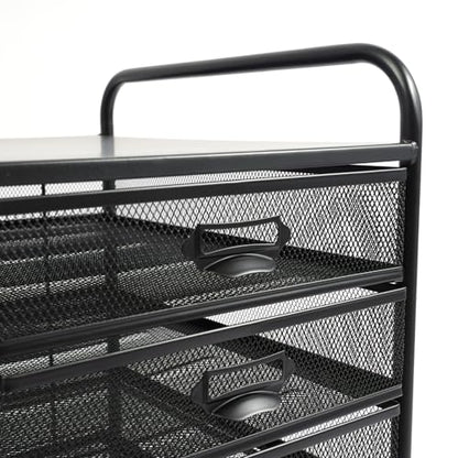 Rolling File Cabinet with 5 Drawers, Filing Cart Under Desk Storage Office Organizer with Table Top & Wheels, Utility Cart File Folder Printer Stand, L11.8×D15×H24.4in, Black - size: 5 Tier