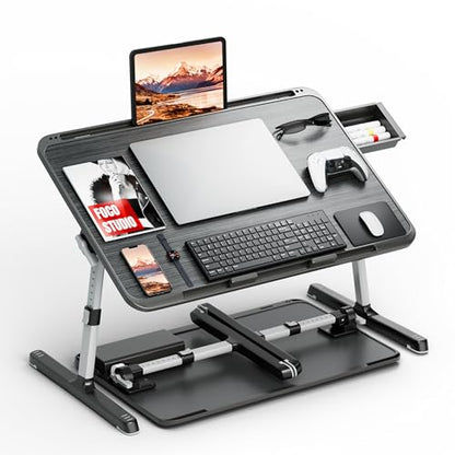 Potuopy Adjustable Laptop Lap Desk, X-Large Foldable Bed Table Tray - color: Striped