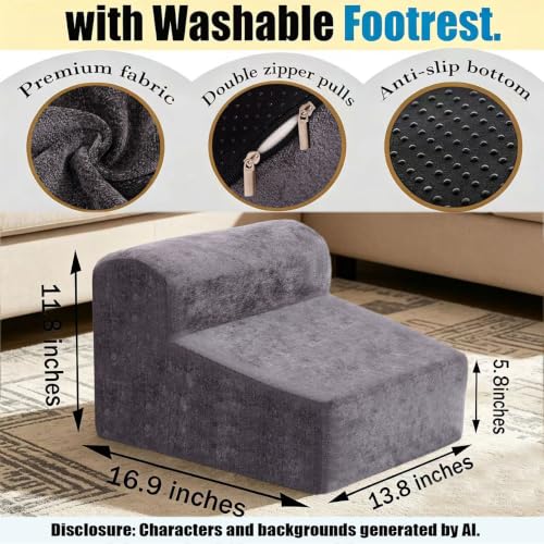 Modern Foam Filled Foot Stool, Soft Lightweight Pouf Ottoman Floor Rest for Living Room, Bedroom, Office Desk, Small Spaces（Gray） - color: Dark Gray