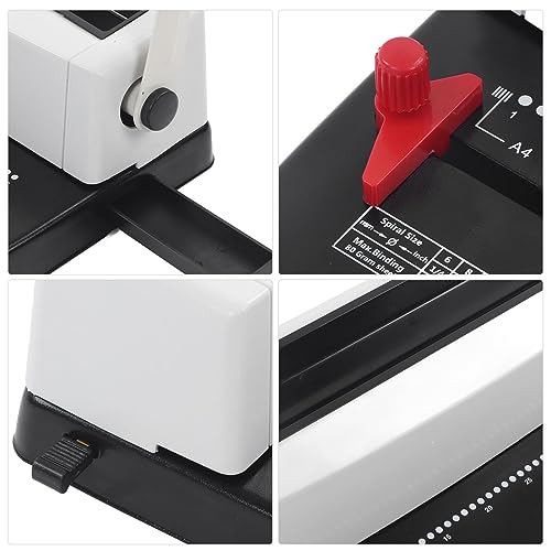 Professional Spiral Coil Binding Machine Heavy Duty Stainless Steel Wire Binder with Round Hole Punch and Ergonomic Handle for Office Document Binding Letter A4 A5 Size