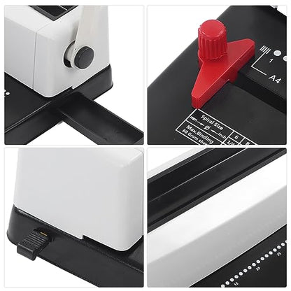 Professional Spiral Coil Binding Machine Heavy Duty Stainless Steel Wire Binder with Round Hole Punch and Ergonomic Handle for Office Document Binding Letter A4 A5 Size
