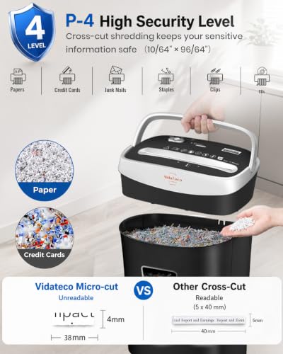 VidaTeco 10-Sheet Paper Shredder for Home Office, US Patented Cutting - size: 10 sheet
