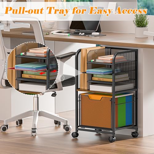 Feyejade 5-Tier Rolling File Cart Cabinet Under Desk Storage Organizer - size: 5-Tier