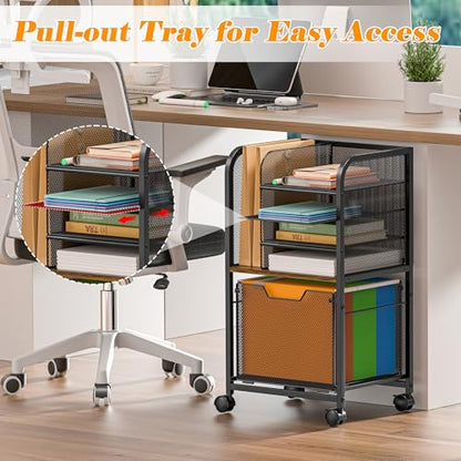 Feyejade 5-Tier Rolling File Cart Cabinet Under Desk Storage Organizer - size: 5-Tier