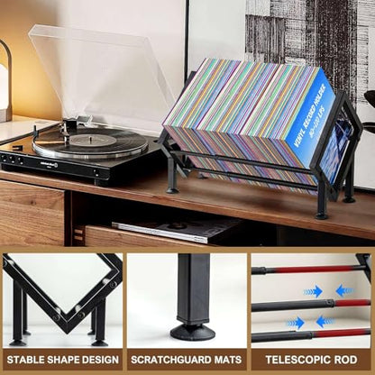 Expandable Desktop Bookshelf Organizer, Metal Small Tabletop Book Rack (1, Black-1) - color: Black-1