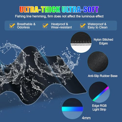 Wireless Charging RGB Mouse Pad with Phone Stand, Large Gaming Desk Mat (Black - 31.5x15.8 with PD Adapter) - color: Black - 31.5x15.8" with PD Adapter