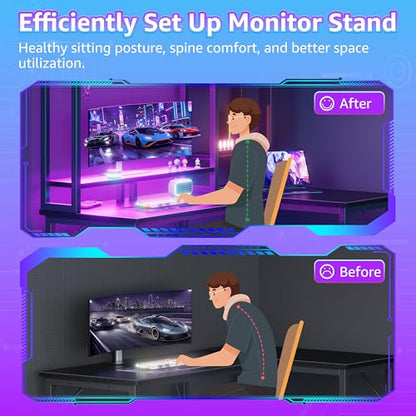 48 inch L Shaped Gaming Desk with Hutch, Pegboard and Monitor Stand, Black