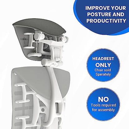 OFFICE LOGIX SHOP Embody Headrest Compatible with Herman Miller Embody Chair (Grey Rythem Fabric/White Frame) - color: Grey Rythem Fabric/White Frame