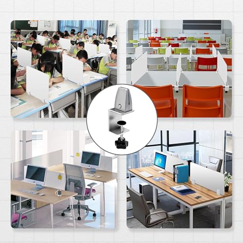 Sneeze Guard Clamp for 1/8"" to 1"" Thick Panel, Adjustable Desk Partition Clip, Aluminum Desktop Divider Clips, Easy to Install Desk Privacy Panel Clips, 4 Pack, GIY-9GM-QVV157 - color: Silver