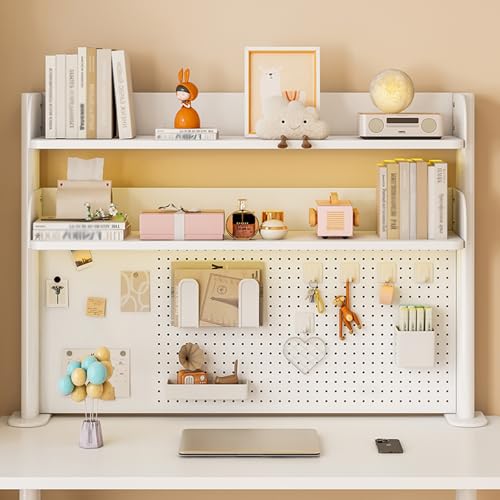 Clamp On Desks Organizer Shelf With Privacy Panel 23.6/31.5/39.3in Desk Extender Pegboard Workstation Desk- Pegboard With 20 Accessories For Gaming & Home Table(White,80cm/31.5in) - color: White, size: 80cm/31.5in