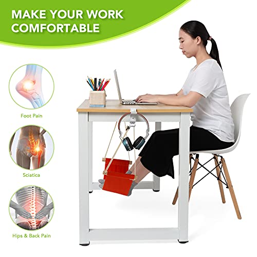 iMissiu Foot Hammock Under Desk | iMissiu Adjustable Office Foot Rest | Portable Footrest with Headphones Holder (Orange) - color: Orange