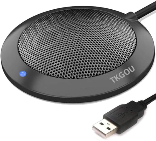 Conference USB Microphone, Computer Desktop Mic with LED Indicator | Plug & Play Omnidirectional Condenser PC for Online Meeting, Class, Skype, Recording, Zoom, (No Speakers Included)