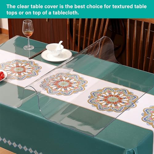 12x54 Inch Clear PVC Table Cover Protector Rectangle Vinyl Table Pad Cover Desk Blotter Mats on Top of End Bedside Table Night Stand Office Desk Dining Coffee Table Easy Clean Non-Slip - color: New Clear 1.5mm, size: 12 X 54 Inches
