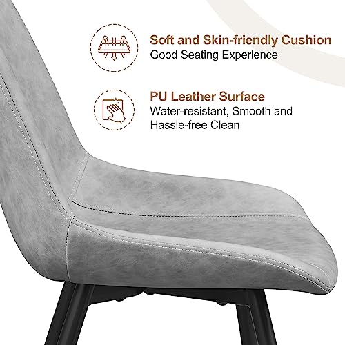 Yaheetech Dining Chairs Set of 2 Mid Century Modern Kitchen Chairs Gray | Faux Leather Upholstered Dining Room Chairs with Metal Legs and Curved Backrest, Armless Side Chairs for Kitchen Living Room - color: Grey, size: Set of 2