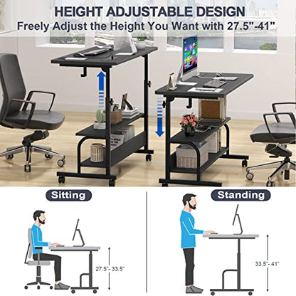 Armocity 39" Rolling Standing Desk with Charging Station for Couch Bed - color: Black, size: 39''