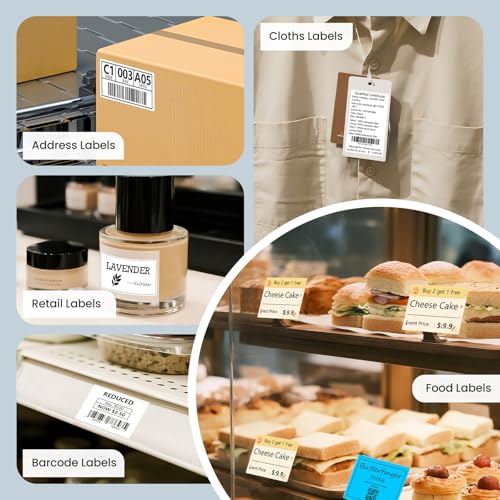 CLABEL 221D Desktop Thermal Barcode Label Printer, 2 Inch Width | Bluetooth Label Maker, Direct Thermal Printing, with 1 Roll Label, for Office, Warehouse and Mailing Address - color: Black, size: 2Inch