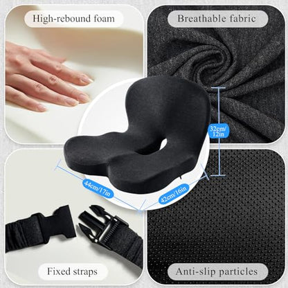 Seat Cushion with Lumbar Support Pillow, Back and Seat Cushion for Office - color: Dark Gray