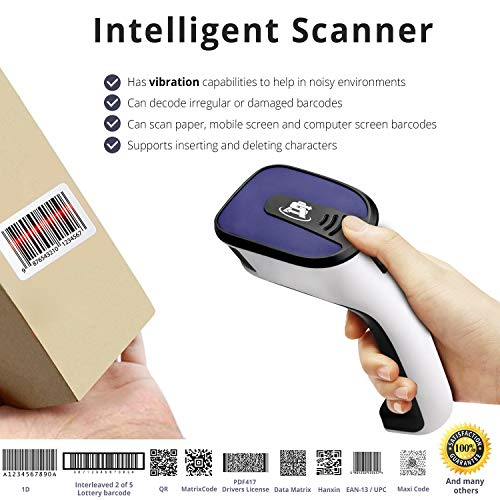ScanAvenger Wireless Portable 1D with Stand Bluetooth Barcode Scanner: Hand Scanner 3-in-1, Cordless, Rechargeable Scan Gun for Inventory (1D&2D with No Next Gen Stand for QR Codes and PDF417) - style: 1D&2D With No Next Gen Stand for QR codes and PDF417