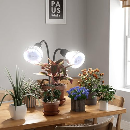 GooingTop Grow Light,24W (160Watts Equiv) 5000K White Full Spectrum LED Growing Lamp Clip on Desk for Indoor Plants,Bulbs Replaceable & Non-dimmable (Black, 160W) - size: 160W
