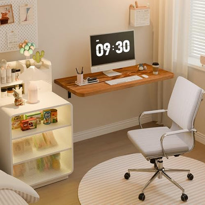 Dogsky Floating Wall Desk 36" x 14" - 200 lbs Heavy Duty Solid Pine - color: Golden Brown, size: 36" x 14"