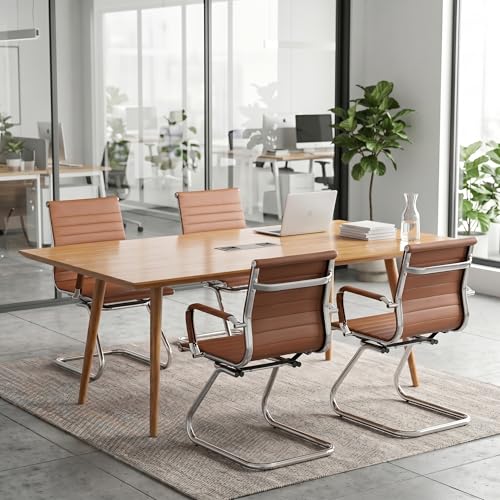 HNY 2-Pack PU Leather Office Guest Chairs - color: Coffee, size: 2 PCS