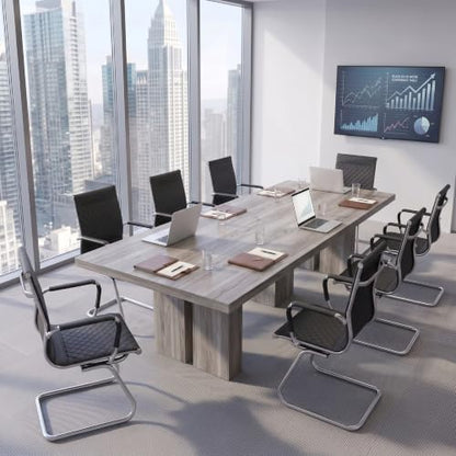 HNY Set of 2 PU Leather Office Guest Chairs, Black - color: Black