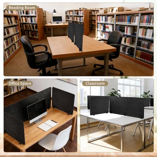 5 Pcs Desk Divider Deep Gray Desk Privacy Partition Reducing Noise Visual Distraction Divider Stand up Freestanding Cubicle for School Office Home (24 x 48, 24 x 24 Inch)