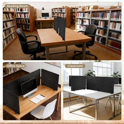 5 Pcs Desk Divider Deep Gray Desk Privacy Partition Reducing Noise Visual Distraction Divider Stand up Freestanding Cubicle for School Office Home (24 x 48, 24 x 24 Inch)