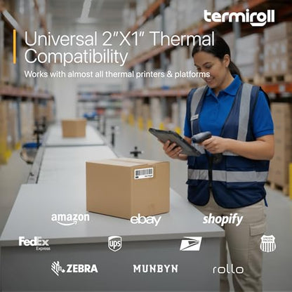 2x1 Thermal Labels – 10,000 Barcode & Address Labels/10 Rolls for Shipping, SKU & Inventory Stickers, Compatible with Rollo, Zebra, Munbyn, iDPRT & Direct Thermal Printers - size: 2x1 - 10 Rolls | 10000 Labels