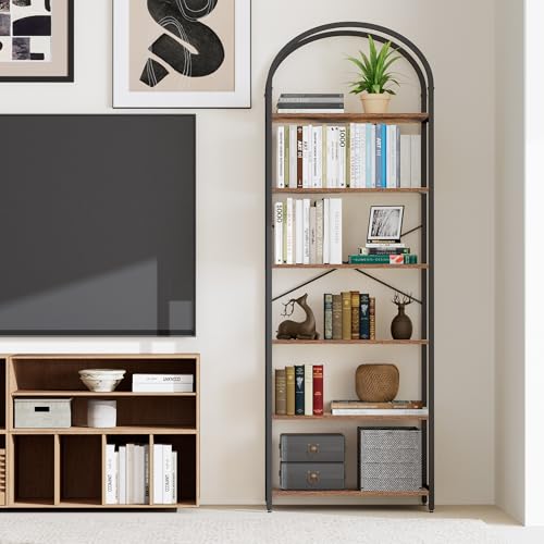 Homhedy 6-Tier Arched Bookshelf, Display Racks, Tall Book Shelf, 73.6" H - size: 6 Tier -23.6"W