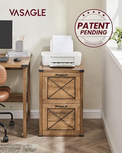 VASAGLE File Cabinet, Filing Cabinet with 2 File Drawers, Printer Stand, Fit A4, Letter Size, Hanging File Folders, Modern Farmhouse Style, for Home Office, Honey Brown UOFC048T41 - color: Honey Brown, style: 2 Drawers
