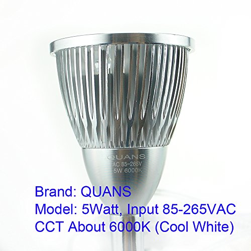QUANS 5W High Power Clip-on Flexible Gooseneck Cool White LED Desk Light | 19 Inch Silver Adjustable Neck, 6000K 6500K, US Plug On/Off Switch, Metal Clamp for Sewing Study Bedside Craft Work Lighting - color: Silver (Cool White) Non-Dim