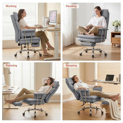 Ergonomic Home Office Desk Chair, Heavy Duty Executive Chair with Footrest - color: Grey