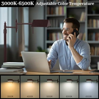Bairth Oil-Rubbed Bronze Reading Floor Lamp,Dimmable Pharmacy Standing Lamp | 3 Color Temperature, Dimmable, 17W LED, Height Adjustable, 360°Swing Arm, for Living Room, Bedroom, Office, Craft & Sewing - color: Oil-Rubbed Bronze