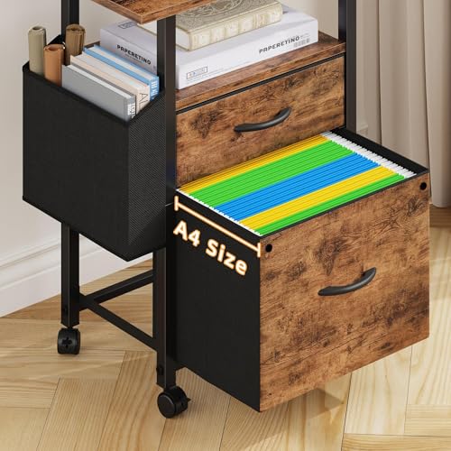 GYIIYUO 2 Drawer File Cabinet 24''W, Mobile Filing Cabinet, Printer Stand - color: Light Brown