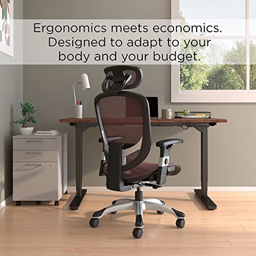STAPLES Hyken Ergonomic Task Chair, Mesh, Ergonomic, Lumbar Support, Swivel, Maroon - color: Maroon