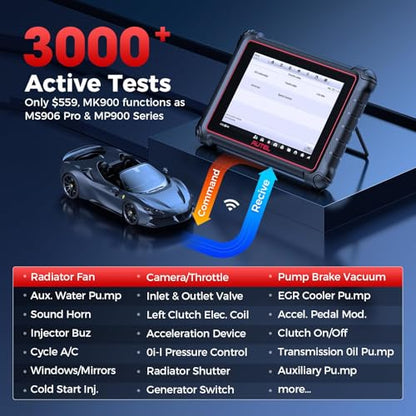 Autel Scanner MaxiCOM MK900: 3000+ Active Tests 40+ Service as MK900-BT | 8 in Up of MK808S MK808BT Pro MX808S, 2026 Bidirectional Diagnostic Tool as MX900 MK900BT, All System, CAN-FD&DOIP, FCA SGW