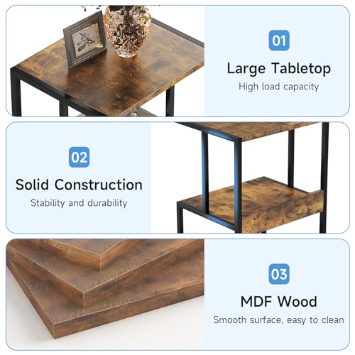 Mexin Printer Stand-Small 3 Tier Printer Table with Wheels, Industrial Rolling Printer Cart with Storage Shelf for Scanner Fax Home Office Use,17.5 x 11.8 Inches, Rustic Brown