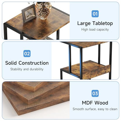 Mexin Printer Stand-Small 3 Tier Printer Table with Wheels, Industrial Rolling Printer Cart with Storage Shelf for Scanner Fax Home Office Use,17.5 x 11.8 Inches, Rustic Brown