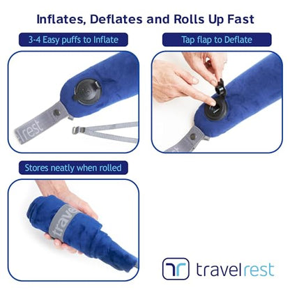 TRAVELREST All-in-One Travel Neck Support & Body Pillow - Blue - color: Blue, size: Premium (With Cover)