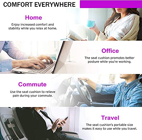 Gel Seat Cushion for Long Sitting, Double Thick, Pressure Relief | Cooling, Soft&Breathable | Sciatica, Hip&Coccyx Pain Relief | Gel Cushion for Office Chair, Home, Car, Wheelchair | Anti-Slip - color: Purple