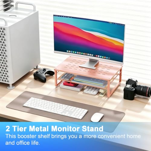 gianotter 2-Tier Metal Monitor Stand Riser - color: Rose Gold