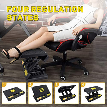 footrest for Under Desk at Work, Massage and Soft Cushion, for Multi-Scene | 4-section height adjustable, foldable, ergonomic footrest, metal frame (Yellow) - color: Soft Cushion- Yellow