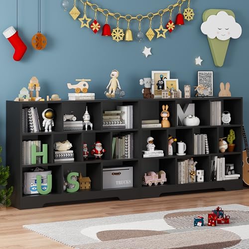 Book Shelf, 10 Cubes Storage Organizer, Open Shelf Bookcase Black Bookshelf | 3-Tier Wooden Cube Shelf, Freestanding Cube Storage for Bedroom, Living Room, Home Office - color: Black, size: 10 Cubes-2 PCS