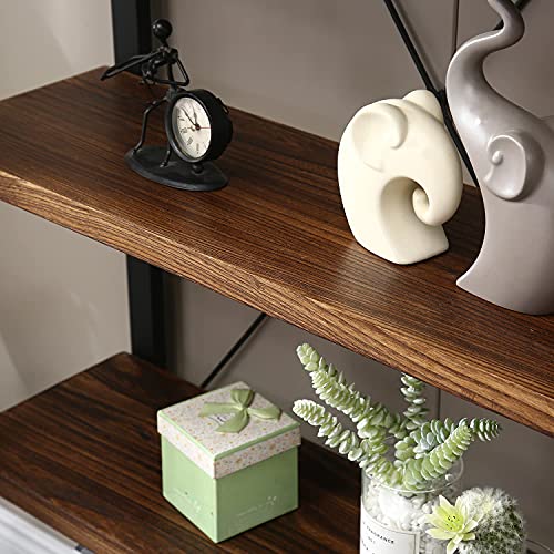 WH-AOERPUMY Solid Wood Bookshelf,4 Tier Rustic Vintage Industrial Etagere Bookcase, Open Metal and Wood Vintage Book Shelf, Retro Brown (RealWood)(4-Tier) - size: 4-Tiers-RealWood