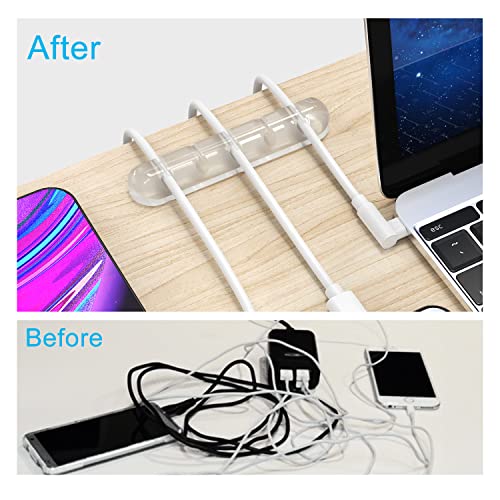 INCHOR Cord Organizer, Clear Cable Clips Cable Management, Cable Organizers USB Cable Holder Wire Organizer Cord Clips, 2 Packs Cord Holder for Desk Car Home and Office (5, 3 Slots) - color: Clear