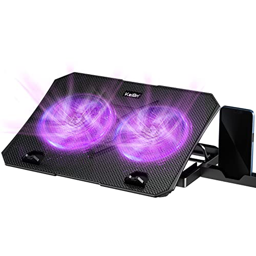 KeiBn Upgrade Laptop Cooling Pad, KeiBn Laptop Cooler 2 Fans for 10-15.6 Inch Laptops, 5 Height Stands, 2 USB Ports (S039-Purple) - color: Purple
