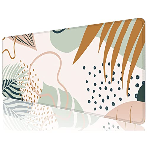 Desk Mat, 32" x 12" XXL Extended Large Gaming Mouse Pad, Desktop Decor Desk Pad, Cute Men Women Office Supplies and Accessories, XL Mouse Mat for Laptop & Keyboard, Boho Leaves - color: Boho Leaves, size: 32L x 12W inches