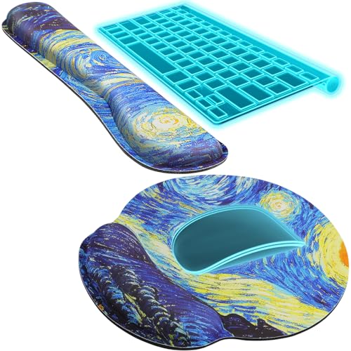 KTRIO Keyboard Wrist Rest & Mouse Pad with Wrist Rest, Starry Night | Memory Foam Wrist Support, Ergonomic Design, Non-Slip Base, Office and Home Use - color: Starry Night