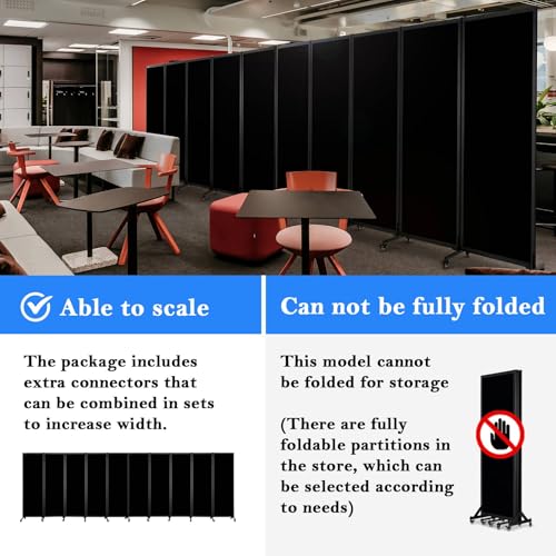Room Partition 2.0 Upgrade Version,10'6"L* 6'7"H,5 Panel,Black - color: Black, size: 5